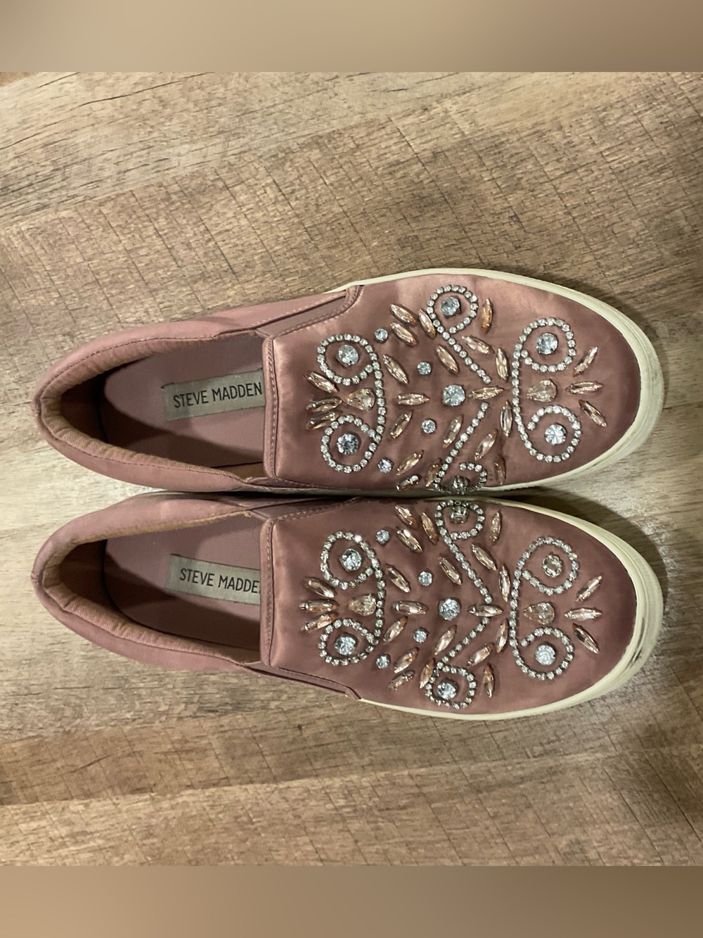 Steve Madden Rose Pink Jeweled Slip-On Sneakers